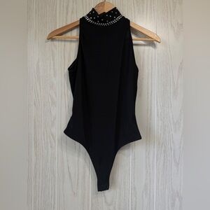 Kippys Scattered 2 Rows Crystal Black Body Suit Size M NWT